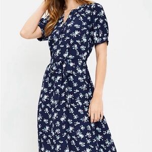 Floral midi blue dress